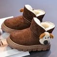 thumbnail image 6 of YMNXA Big Boys Girls Booties Non Slip Solid Color Cartoon Detail Soft Sole Plush Warm Comfortable Shoes For Daily Wear Brown 4.5-5 Years, 6 of 9