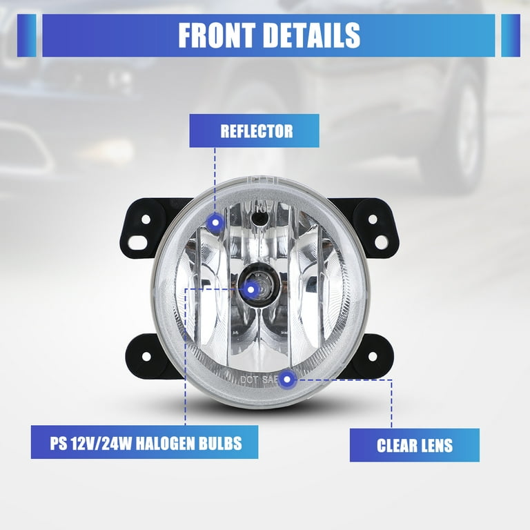 For 2011-2013 Dodge Charger/2010-2020 Dodge Journey/2014-2018 Jeep Cherokee Wrangler/11-13 Jeep Grand Cherokee/JEEP Wrangler 2010-2018 1PC Fog Light