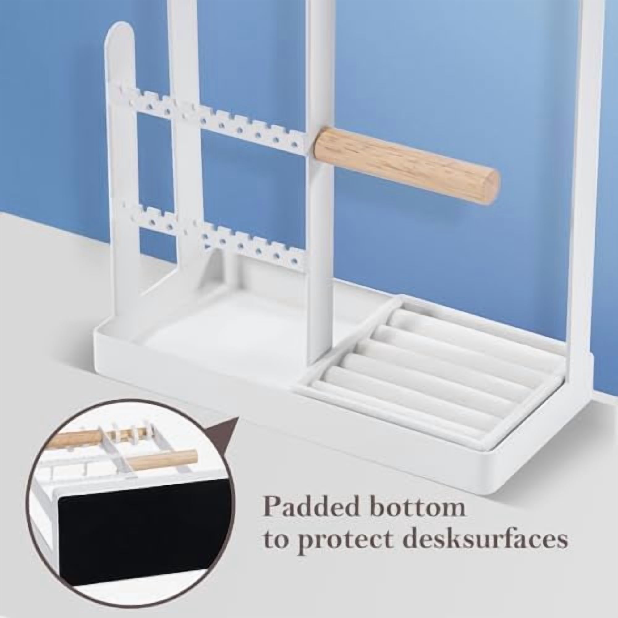 Jewelry Organizer Jewelry Stand Jewelry Holder Organizer, 4-Tier Necklace Organizer with Ring Tray, Large Aesthetic Jewelry Tower Storage Rack Tree for Bracelets Earrings Rings -Large, White