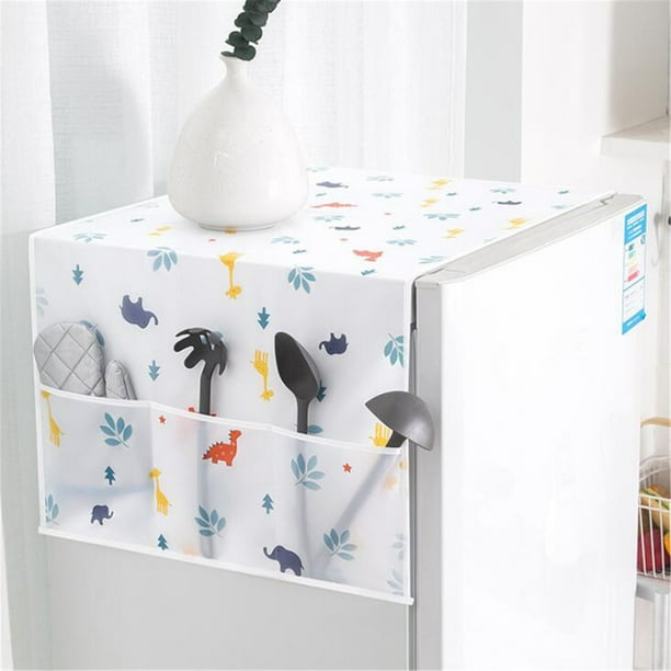 Xihbxyly Funda para Refrigerador, Material Peva Transpirable y Resistente a La Suciedad, Organizador Multiusos con Bolsillos, Ideal para Decoración de Cocina y Hogar, Fácil de Lavar, Tamaño 130 X 54