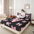 thumbnail image 4 of Castle Fairy Personalized Initial 4pcs Bed Sheets,Dreamy Princess King Sheets,Black Pink Super Cozy Sheet Set,Lightweight Kawaii Room Decor, 4 of 7