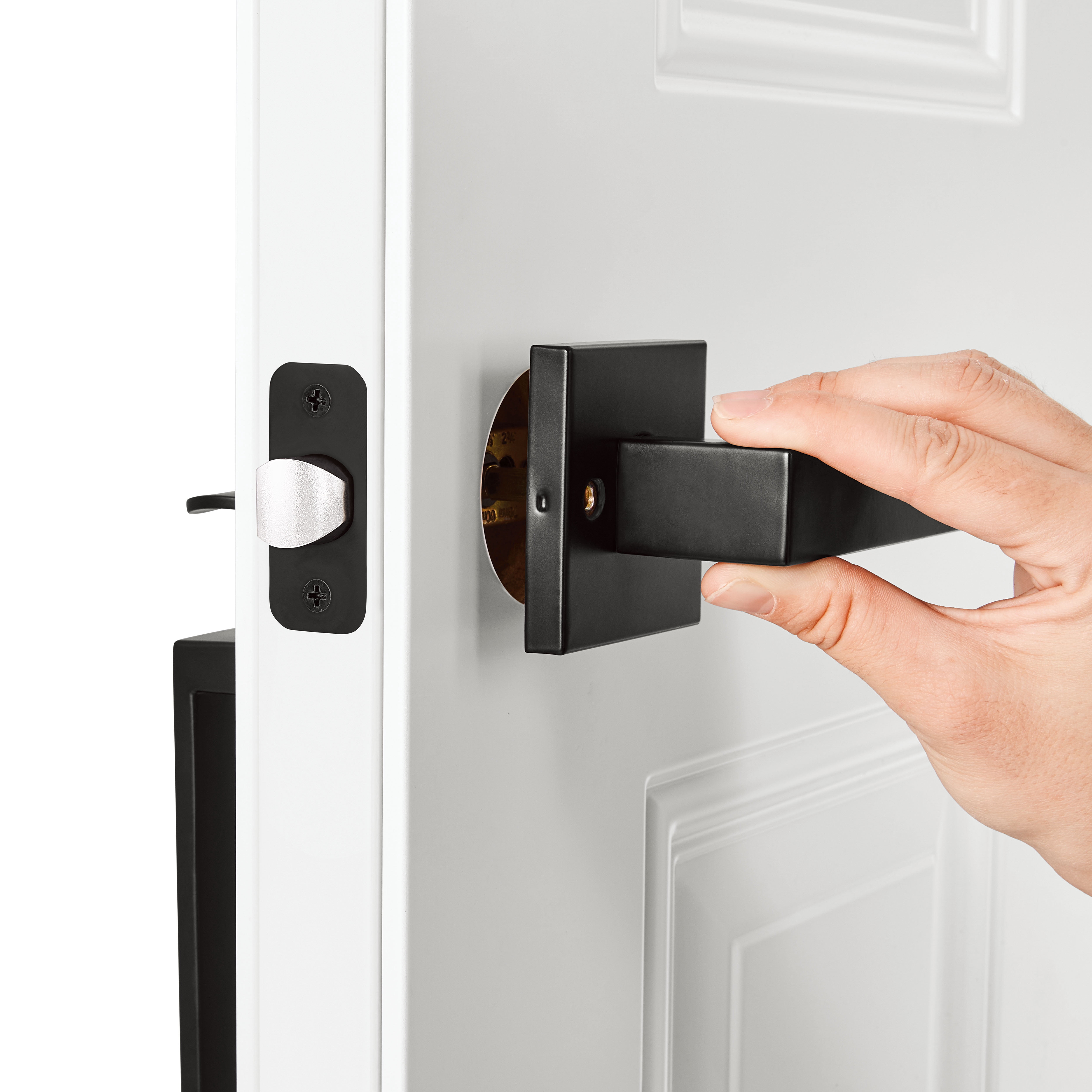 Hyper Tough Front Door Handle and Deadbolt Set with Reversible Interior Lever Matte Black Finish