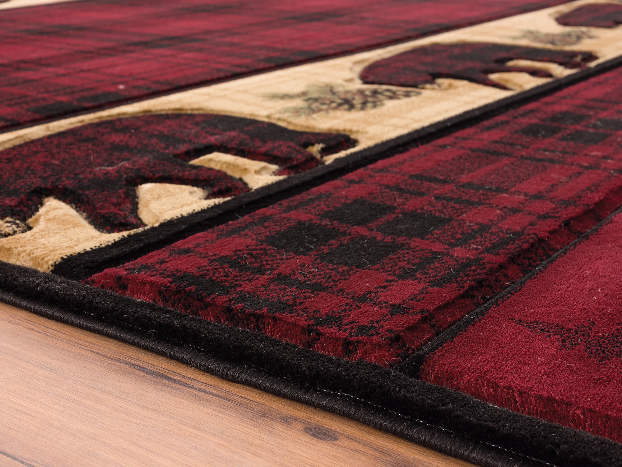 United Weavers Rustic Forest Bullhead City Burgundy Hand-Carved Area Rug or Runner