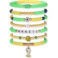 thumbnail image 1 of YanonmyfdWorld Soccer Game-day Cup Bracelet Stack Set 7pcs Softball/Baseball/Basketball/Soccer/Volleyball/Tennis/Football Stretch Sports Fans Jewelry Sports Beaded Bracelets with Charms,S-Brazil, 1 of 19