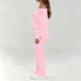 thumbnail image 6 of Ladies' Off Shoulder One Neck Long Sleeved Wide Leg Pants Set With Drawstring High Waist for Slimming, Casual Sports Two-Piece Set Pink S, 6 of 7