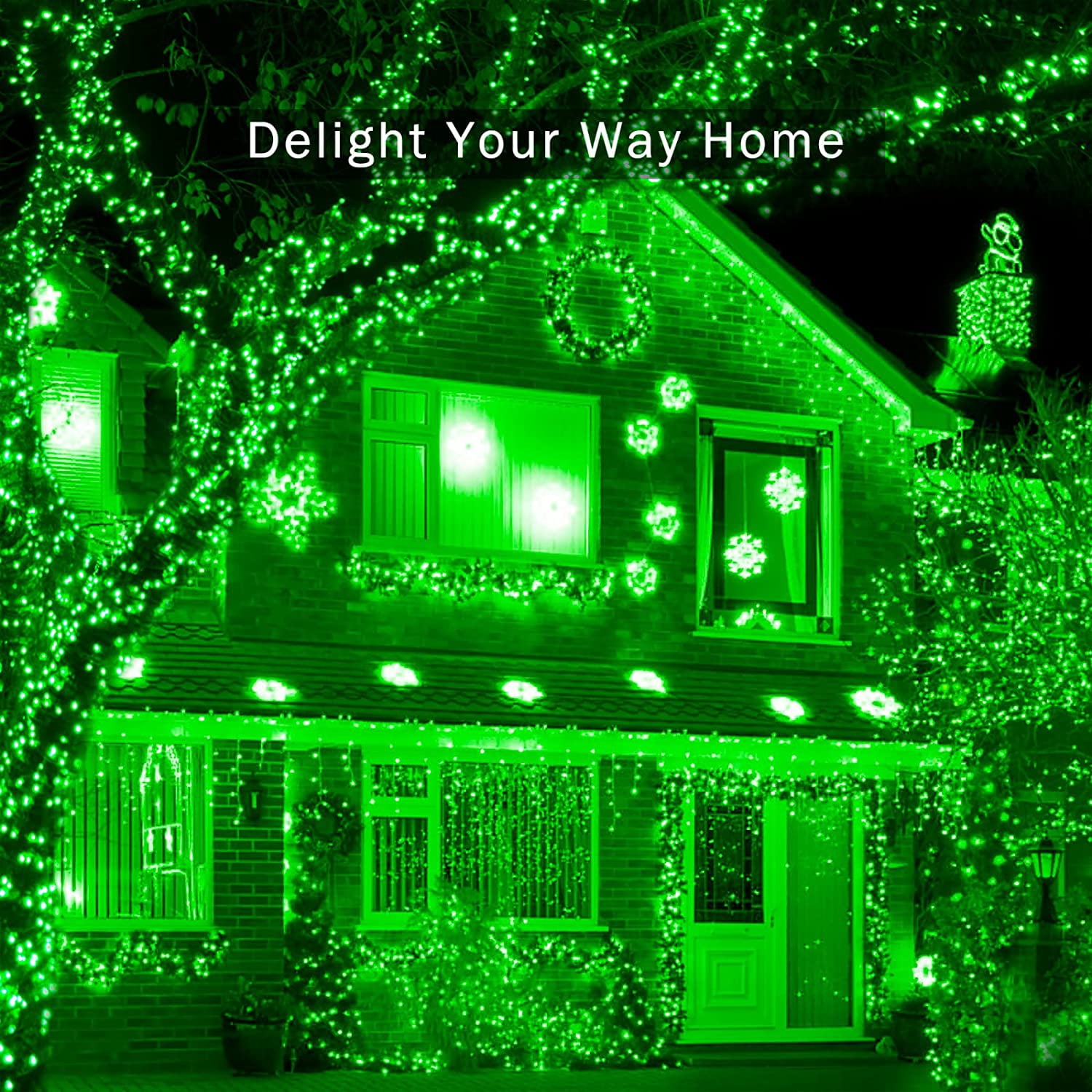 JMEXSUSS 2 Pack 200 LED Solar Halloween Lights, 75.5ft Green Solar Lights Outdoor Waterproof, 8 Lighting Modes Solar String Lights for Patio, Garden, Tree, Christmas, Halloween Decorations