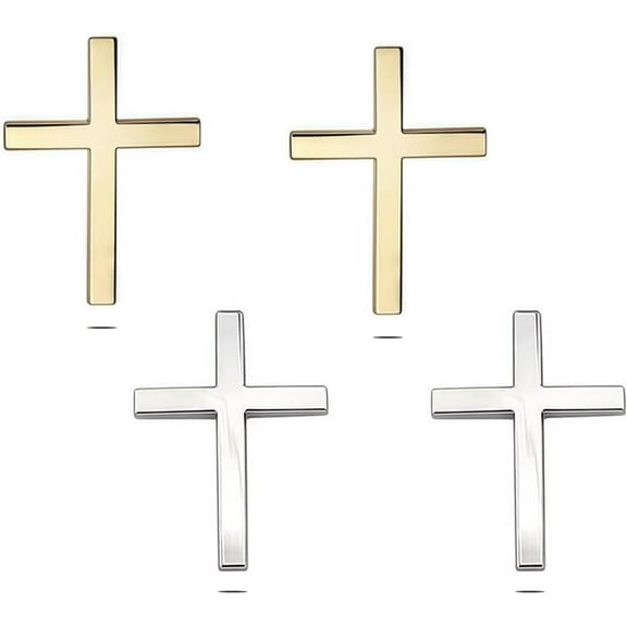 4pcs Christian Cross Stickers for Cars, 3D Metal Car Decals, Durable Self-Adhesive Emblem Badges, Jesus Weatherproof Scratch-Resistant Decoration for Trucks SUVs Auto Exterior(4PCS-A)