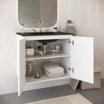 thumbnail image 4 of Sink Vanity Cabinet, Wall Mount, Black White, Ceramic, Melamine, Modern Contemporary, Hotel Bedroom Bathroom Master Suite Guest, 4 of 9