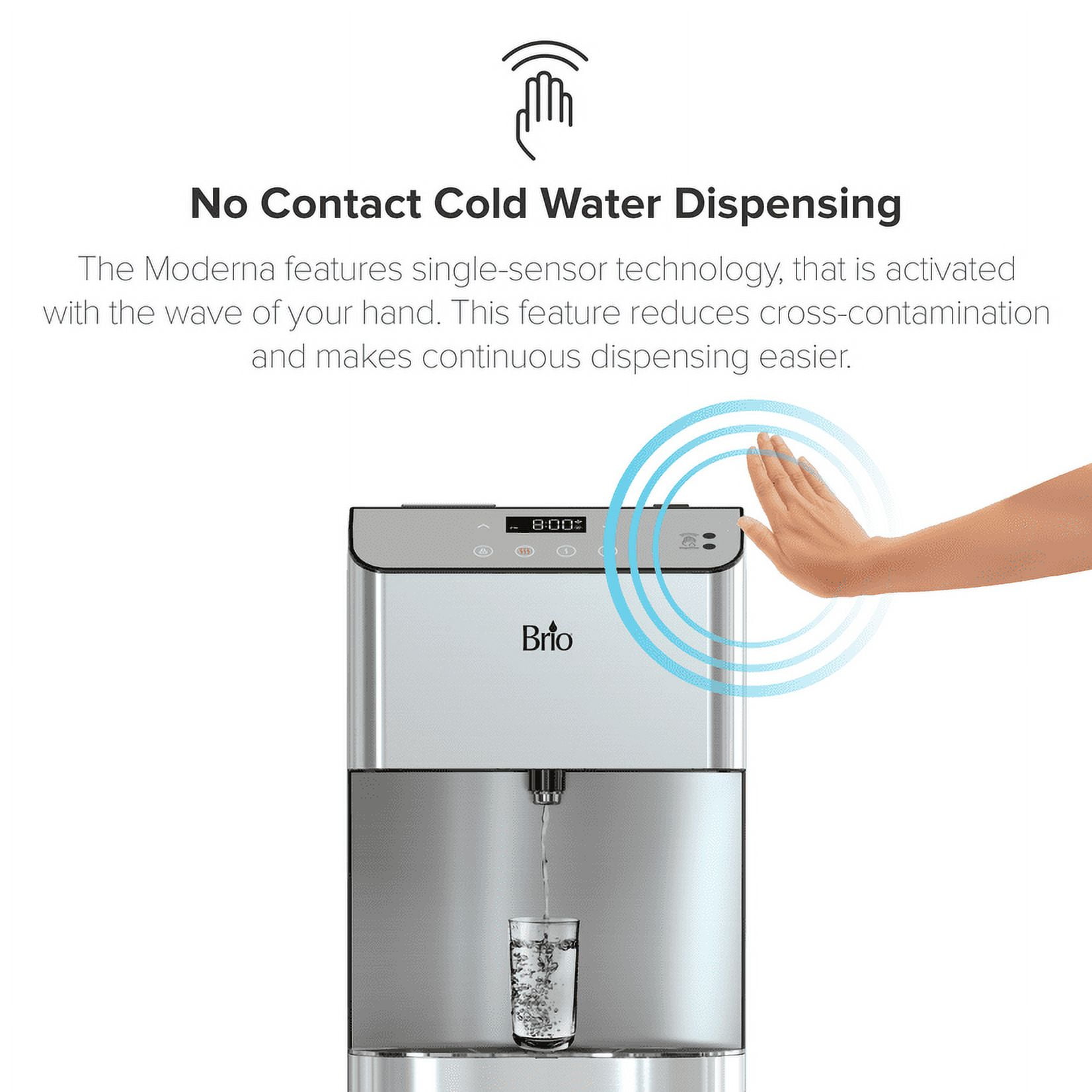 Brio 700 Series Moderna Touchless 3-Stage Bottless Water Cooler , Height 41.05" Stainless Steel