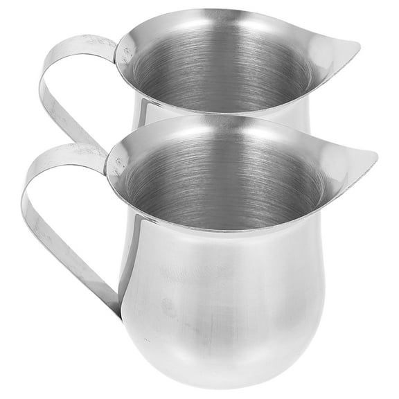 MRLESS 2pcs Small Creamer Pitcher Stainless Steel Espresso Milk Frothing Pitcher Coffee Jug Latte Milk Steaming Pitcher Mini Milk Jug For Home 60 ml