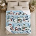 thumbnail image 5 of Snowmen with Mugs Scarves Pine Forest and Falling Snow, Cozy Watercolor Winter Scene for Snowman Lovers, Warm Flannel Blanket for Living Room and Family Room, Christmas Gift, Home Decor, 5 of 9
