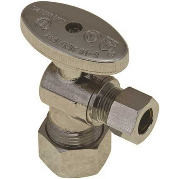 Durapro NLT1331ARNQ Quarter Turn Angle Stop, 5/8 in. Compression x 1/4 in. Compression, Lead Free