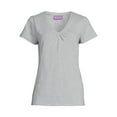 thumbnail image 5 of RealSize Women's Shirred V-Neck Tee with Short Sleeves, Sizes XS-3XL, 5 of 6