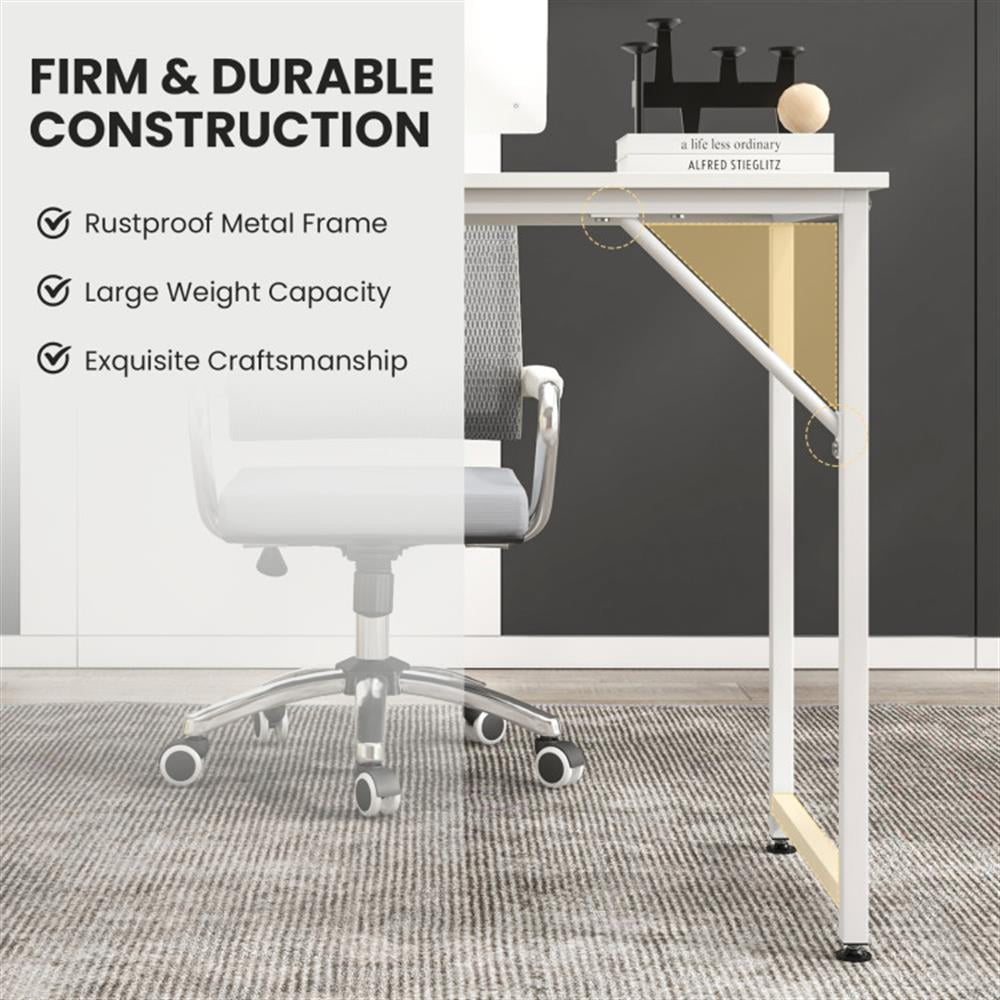 Demi Bonn L Shaped Computer Desk and Writing Workstation for Home and Office, White