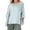 Light Blue, variant on Women's Short Sleeve T-Shirt, Round Neck 3/4 Sleeve Loose Fit Top, Casual Cotton Linen Blend Shirt for Summer Autumn Daily Wear