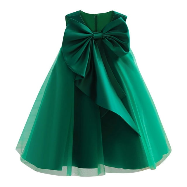 Robes de Fête d'Anniversaire Sans Manches avec Nœud pour Filles, Robe de Princesse pour Enfants, Robe de Communion, Robe de Demoiselle d'Honneur, Robe de Bal de Mariage 5-6 Ans