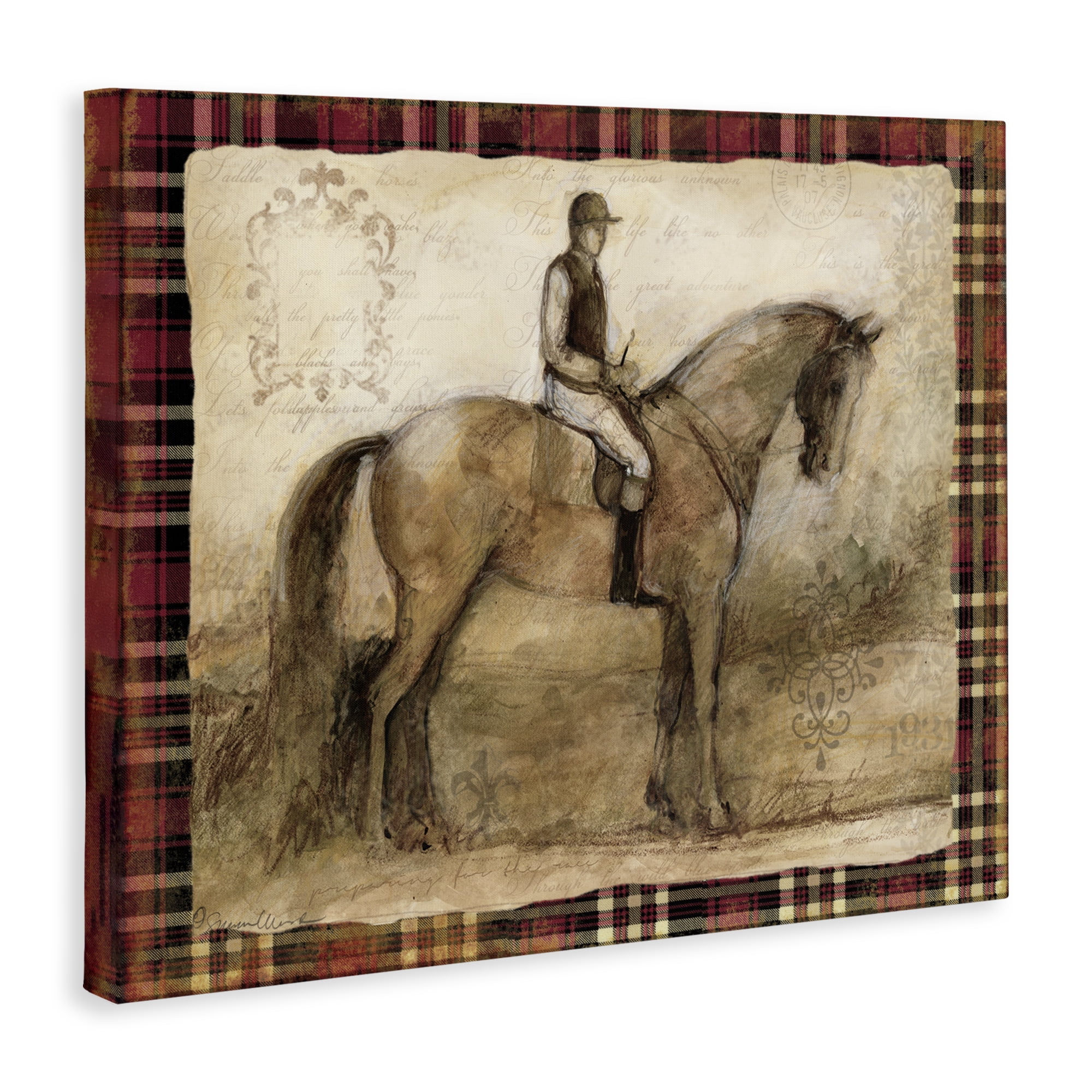 Stupell Industries Horse With Jockey & Plaid Canvas Wall Art, design by Susan Winget