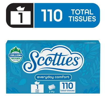Scotties Everyday Comfort 2-ply Unscented, Hypoallergenic Facial Tissues, 1 Rectangular Box, 110 Tissues per Box