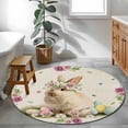 thumbnail image 3 of Easter Cute Bunny Round Area Rug 3Ft Washable Small Circle Rugs for Kitchen Entryway, Eggs Spring Daisy Flowers Vintage Non-Slip Carpet Floor Mats Indoor Outdoor Carpet Runner Aesthetic Home Decor, 3 of 8