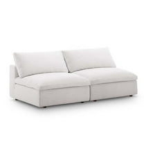 Pemberly Row Down Filled Overstuffed 2-Piece Armless Sectional Loveseat