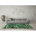 thumbnail image 3 of Ahgly Company Indoor Square Abstract Turquoise Blue Contemporary Area Rugs, 6' Square, 3 of 4