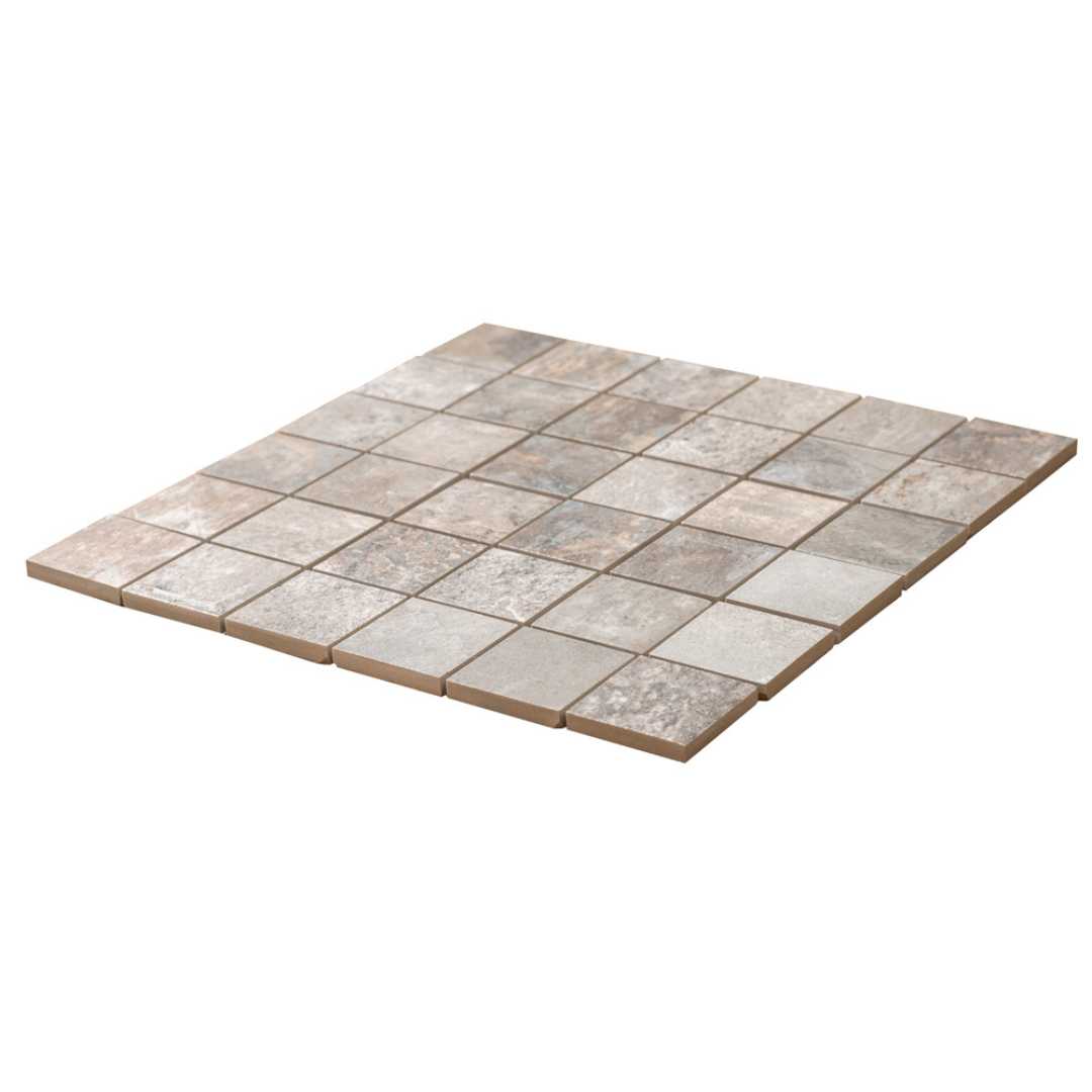 The Tile Life Wells Stone Slate 2" x 2" Multi Brown Porcelain Mosaic Tile, Case of 11