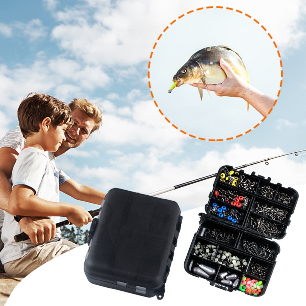 RenXiang Fishing Tools Clearance 177PCS Fish Tackle Box Fishing Accessories Case Fish Hook Bait Parts Kit Set