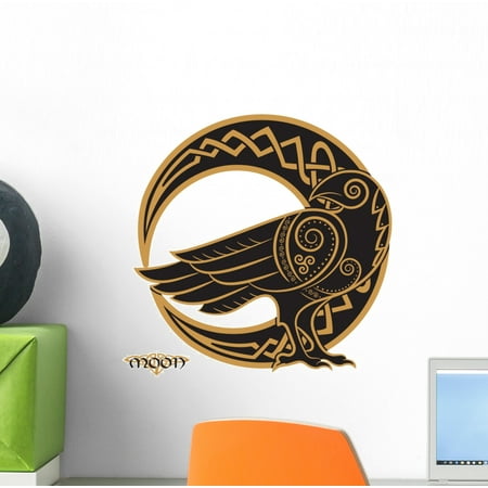 Crescent Decal - Celtic Raven Crescent Moon Wall Decal Wallmonkeys Peel and Stick Graphic (12 in H x 12 in W) WM502710
