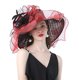 thumbnail image 2 of SAYOO Sombrero de mujer elegante tela de malla plegada con flores adornadas con cornisa ancha SAYOO  moda, 2 of 4
