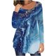 thumbnail image 2 of Camiseta informal para mujer, blusa estampada de manga larga con cuello redondo y fruncido Pompotops  FGAJ8589, 2 of 6