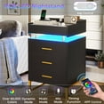 thumbnail image 6 of Afuhokles LED Nightstand with Charging Station and 3 Drawers, Night Stand with Pull-Out Tray, Modern Bedside Table, White, 6 of 8
