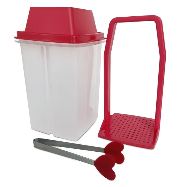 Mwnxia Conteneur de Stockage de Cornichons avec Filtre Bocal de Conservation des Aliments Frais Sans BPA avec Pince (Rouge)