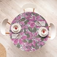 thumbnail image 4 of Ambesonne Floral Fitted Round Tablecloth, Dots Flowers Leaves Nature, 45"- 56" Diameter, Pink and Pale Almond Green, 4 of 5