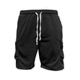 thumbnail image 6 of Mens 2 Piece Outfit Crew Neck Short Sleeve Ligjtweight Drawstring Shorts Summer Solid Color Set With Large Pockets Black XL, 6 of 7