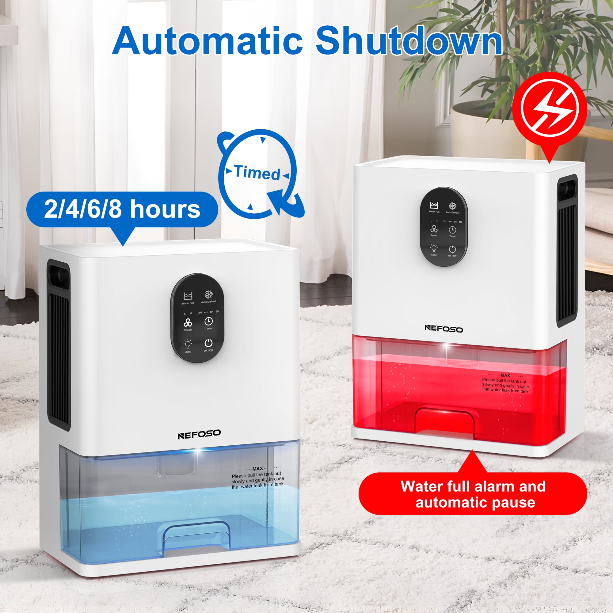 Nefoso 101 oz Dehumidifier for Basement, 800 sq. ft Coverage Area Quiet Dehumidifier with Timer, Sleep Mode, Defrost, 7 Color Light for Home Bathroom Bedroom Living Room Closet RV
