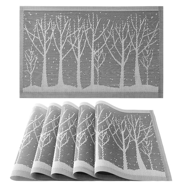 Juego de Manteles Aquila Individuales 6 piezas Arboles Plata