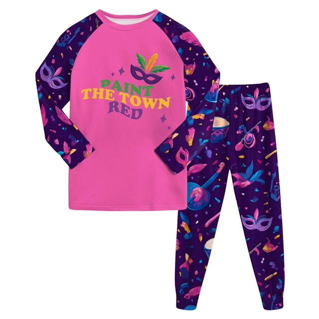 Huesdet Ensemble pour Tout-Petits Garçons et Filles Pantalon Long Régulier à Manches Longues Col Rond Imprimé 3D (5-6 Ans, Rose Vif)