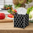 thumbnail image 4 of POLERO Square Tissue Box Cover - Waterproof PU Leather Tissues Cube Boxes Holder Aesthetic Desk Decor for Room, Home & Office - Black Geometric, 4 of 7