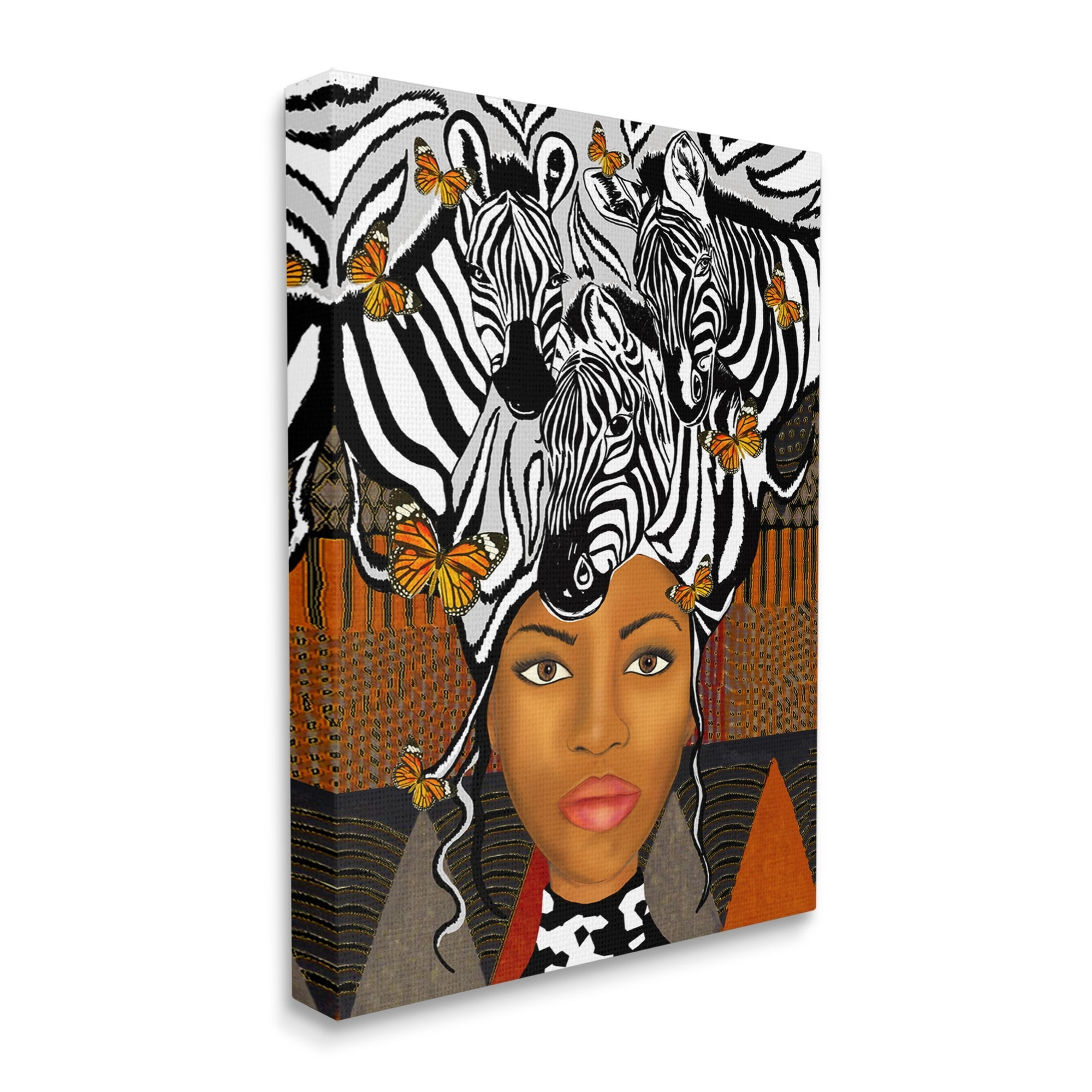 Stupell Industries Abstract Female Portrait Zebra Butterfly Collage Modern Pattern, 36 x 48,Design by Sangita Bachelet