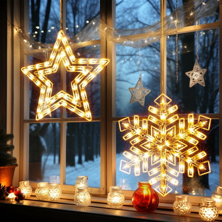 Quntis Christmas Window Hanging Lights