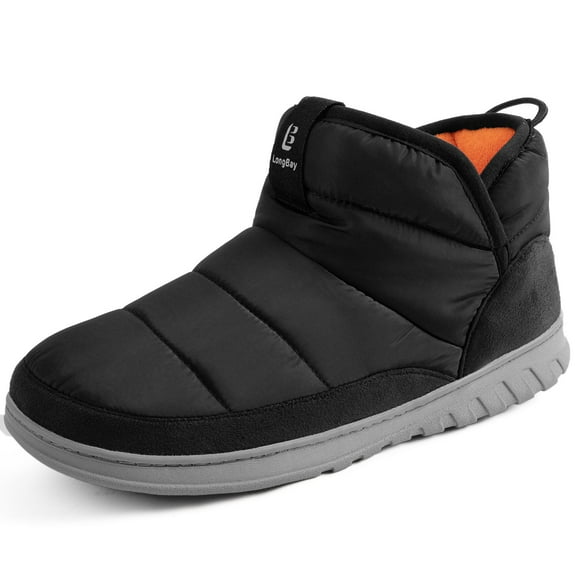 LongBay Mens Bootie Slippers with Memory Foam Indoor Outdoor Warm House Shoes Sport Lounge Camping Boots