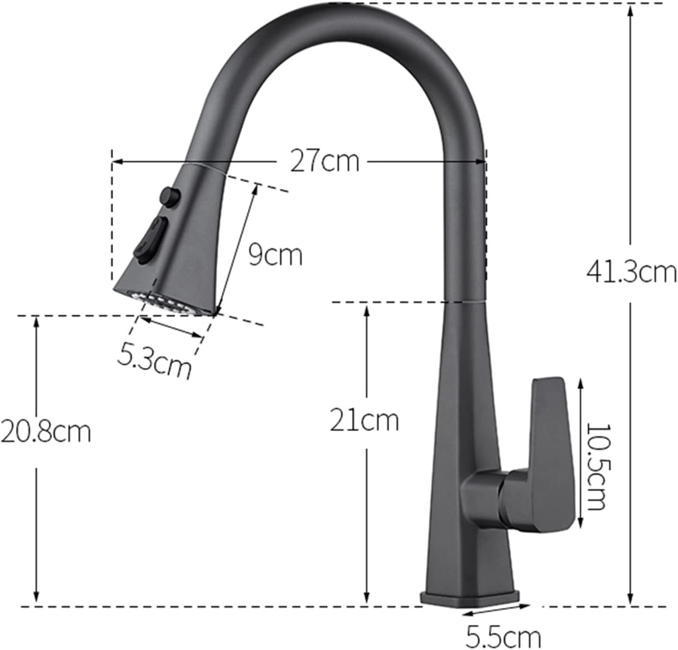 Kitchen Faucet with Pull Out Spray, Kitchen Sink Mixer Faucet Swivel Retractable Hot Water and Cold Water Brass Kitchen Sink Faucet Grey