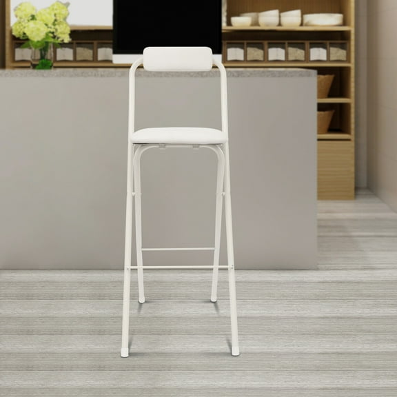 16.54*18.9*41.34 White Foldable Bar Chair Tall Folding Chair Folding Stool Load Capacity 125kg for Kitchens