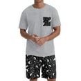 thumbnail image 6 of GIRUNS Men's Pajama Set Lightweight Sleepwear Sets Crew Neck Short Sleeve and Shorts Loungewear with Pocket Black Star Moon 2XL, 6 of 8