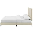 thumbnail image 4 of Contemporary Modern Urban Designer Bedroom Queen Size Platform Bed Frame, Fabric, Beige, 4 of 5