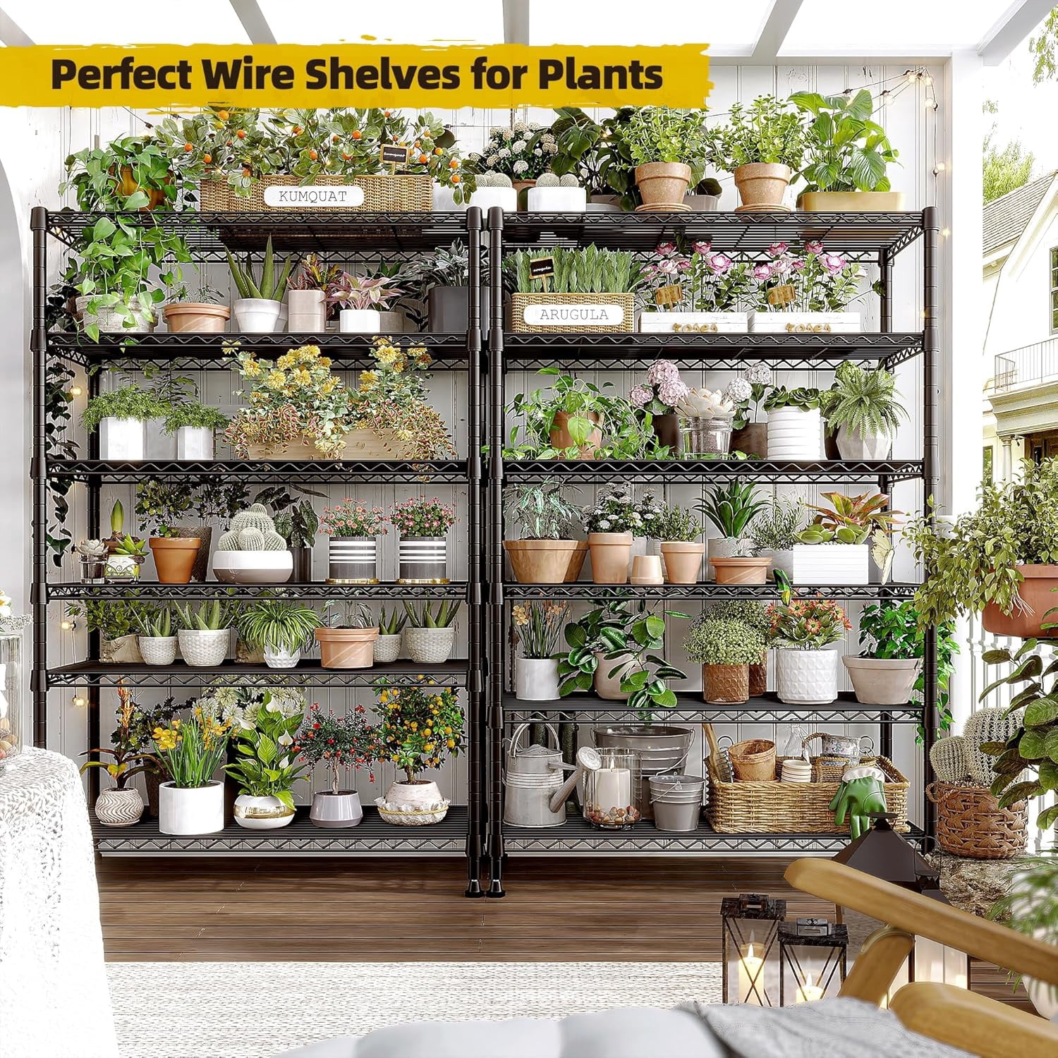 QHTER 71" H Metal Shelves 6 Tier Storage Shelves 1200LBS Adjustable Shelving Units and Wire Shelving Unit Storage Rack Shelf Metal Shelving, 71" H x 29" W x 14" D