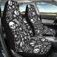 thumbnail image 3 of Yuyamidu Skull Car Seat Cover Full Set Flowers Auto Front Seat Covers Waterproof Soft Vehicle Bucket Seat Pad Black Car Interior Accessories, Fit Most Vehicle, Sedan, 3 of 7