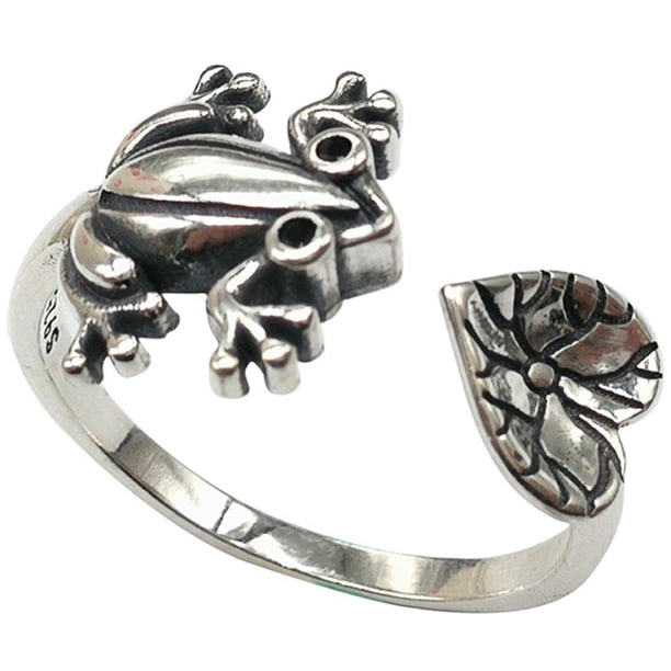 Anillos Abiertos De Rana Plateada Para Mujeres Y Niñas, Aleación De Zinc, Anillo De Dedo De Animal Vintage, Regalos De Anillo De Fiesta De Moda Serendint AP005470-00