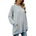 thumbnail image 2 of SHIBEVER Womens tunic Tops plus size pullover Long Sleeve Stripe Shirts Casual Oversized Blouse Tunic with Pocket, 2 of 4