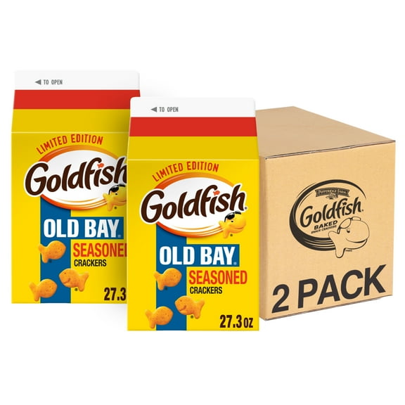 Goldfish Crackers, Limited Edition Old Bay Seasoned Snack Crackers, 27.3 oz Carton, 2 Pack